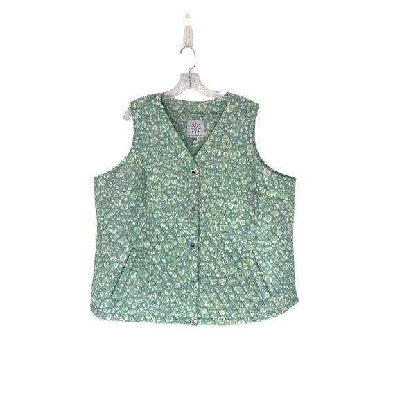 Isaac Mizrahi Vest Plus Green White Outdoor Women's Fairy Groovy Gorp Size 2X - Picture 1 of 13